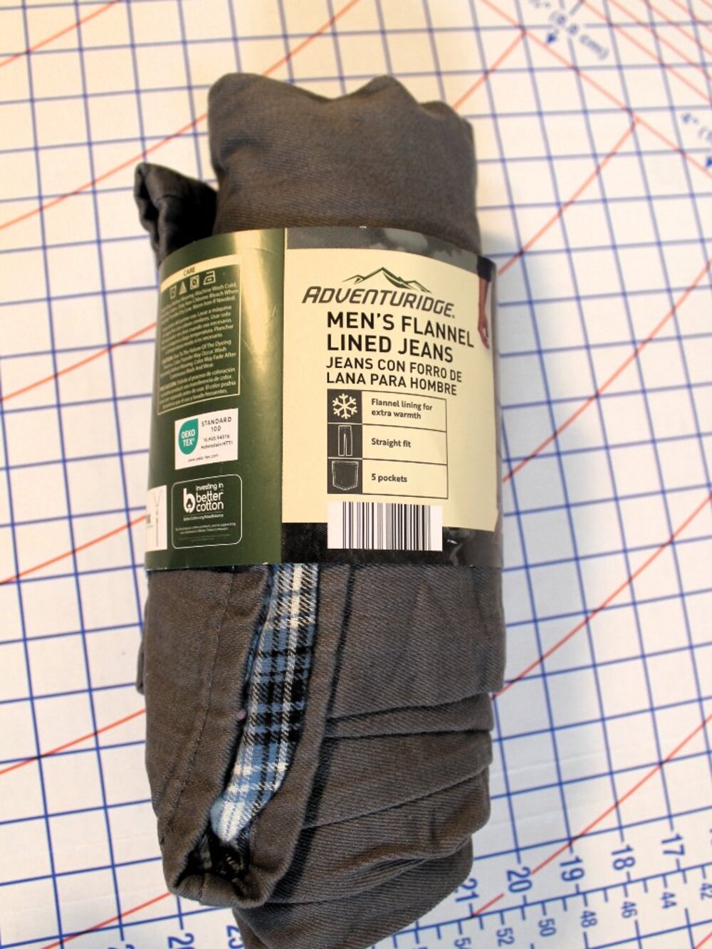 NWT Men's Adventuridge Gray Flannel Lined Jeans 36/32